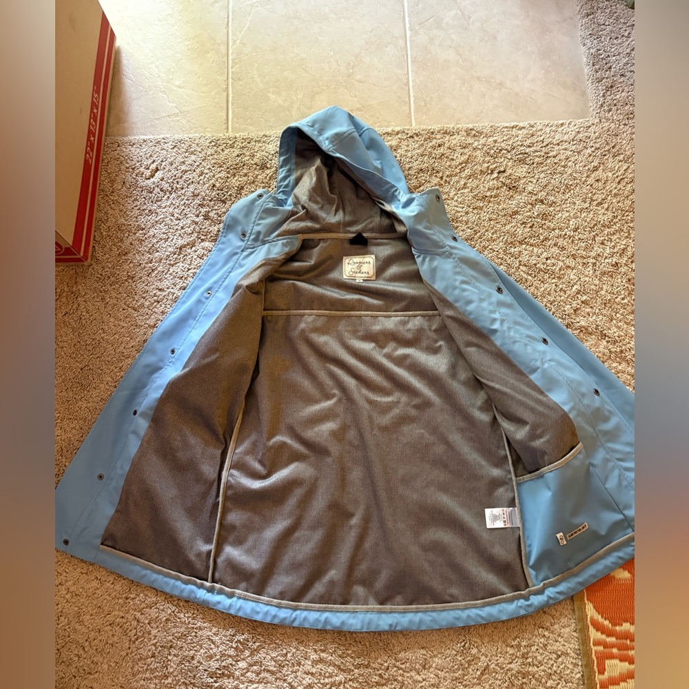 Light Blue Hooded Rain Jacket - Picture 4 of 6